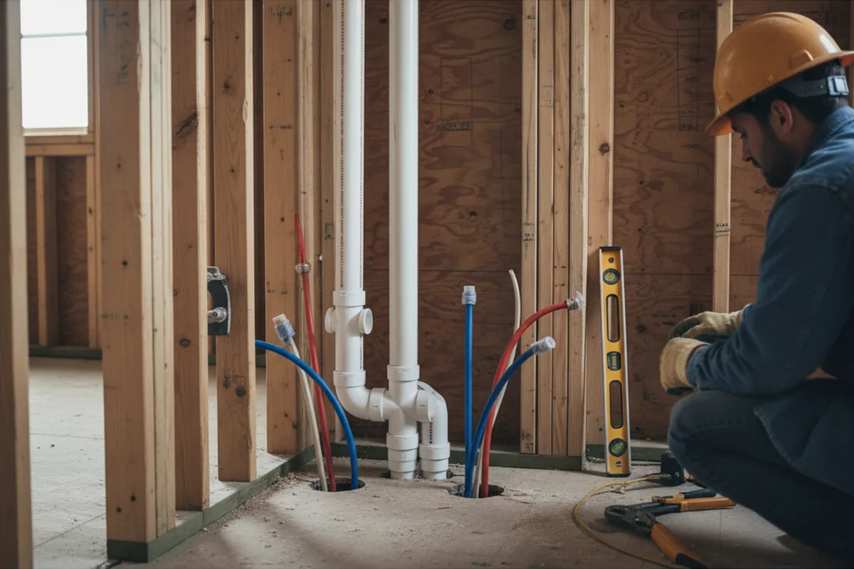 Drain and supply rough-in during Sump Pump Repair in Marydel